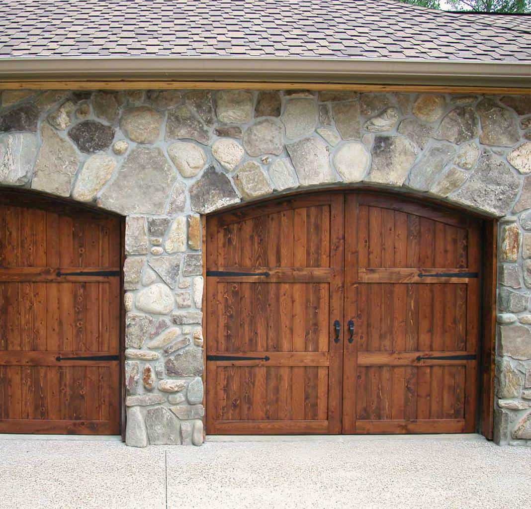 Custom wood garage doors, carriage style