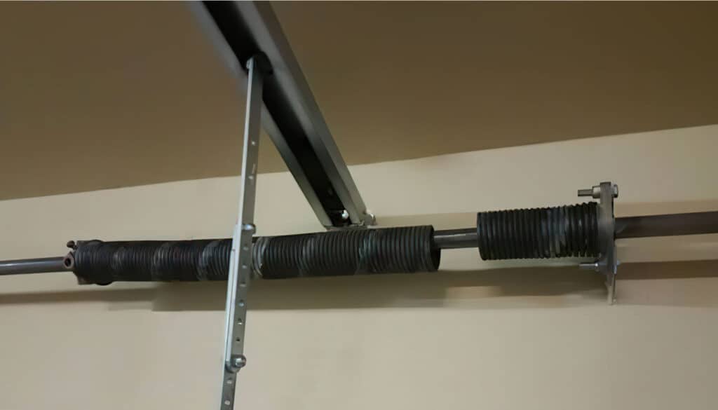 Broken torsion spring in garage.